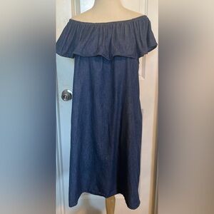 NWOT Faded Glory Denim Off-Shoulder Sundress